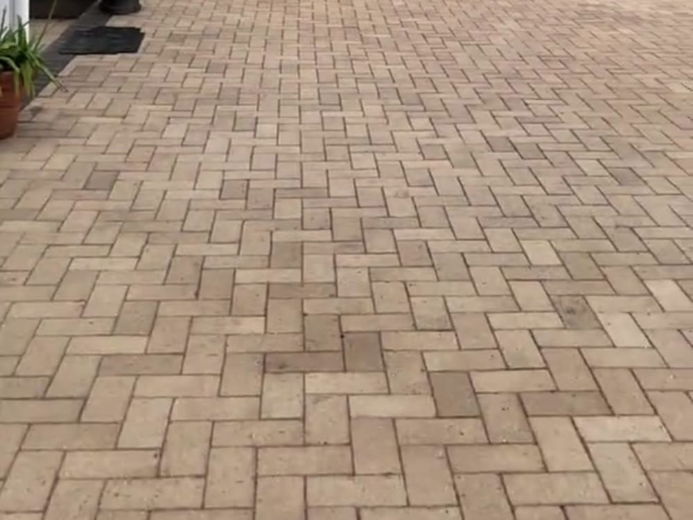 Herringbone paver patio laid by KGM Paving